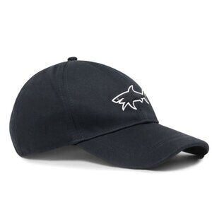 Paul & Shark Made in Italy Baseball Cap Shark embroidery Black 100% Cotton